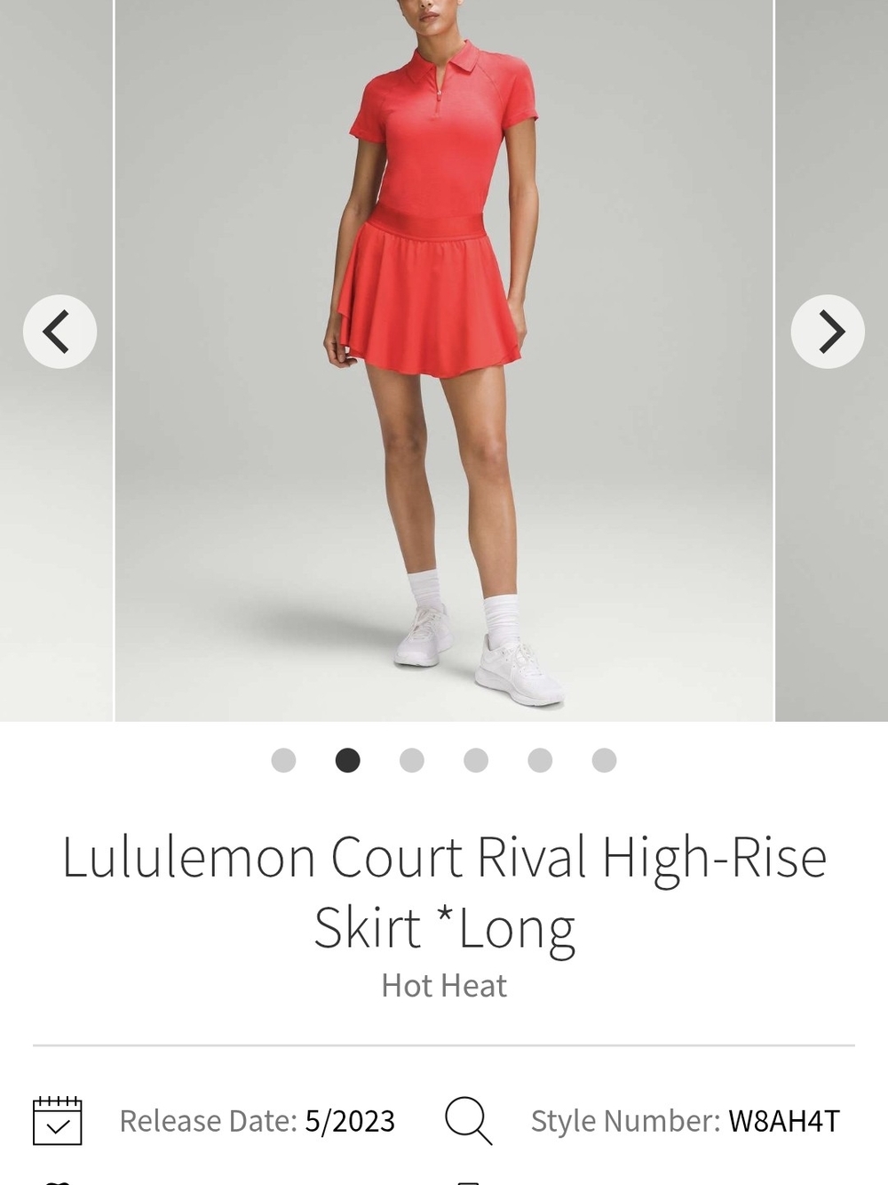 lululemon athletica Court Rival High-Rise Skirt - Hot Heat Size 6